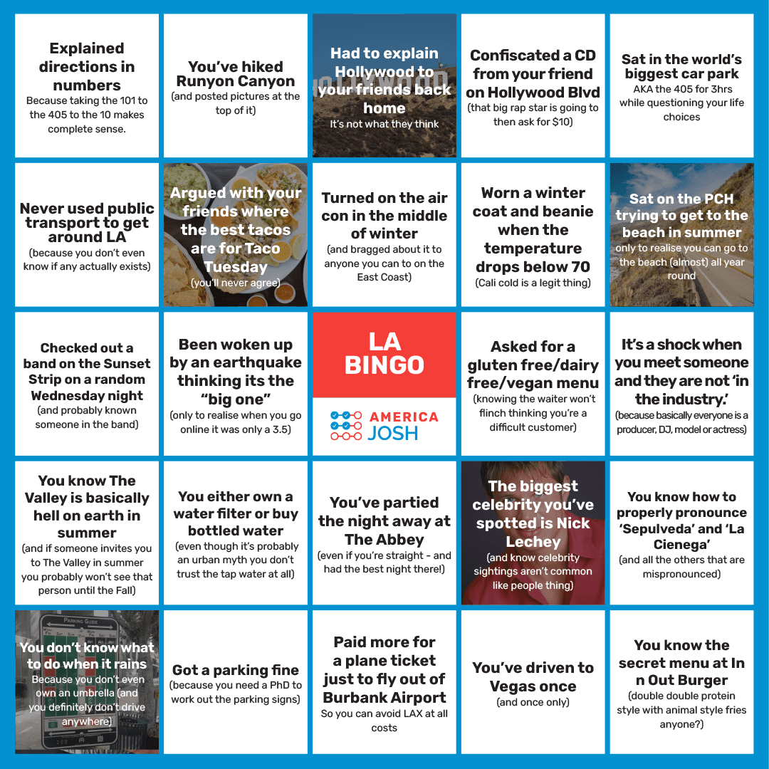 , Los Angeles Bingo 2023 – How to know you’re a local