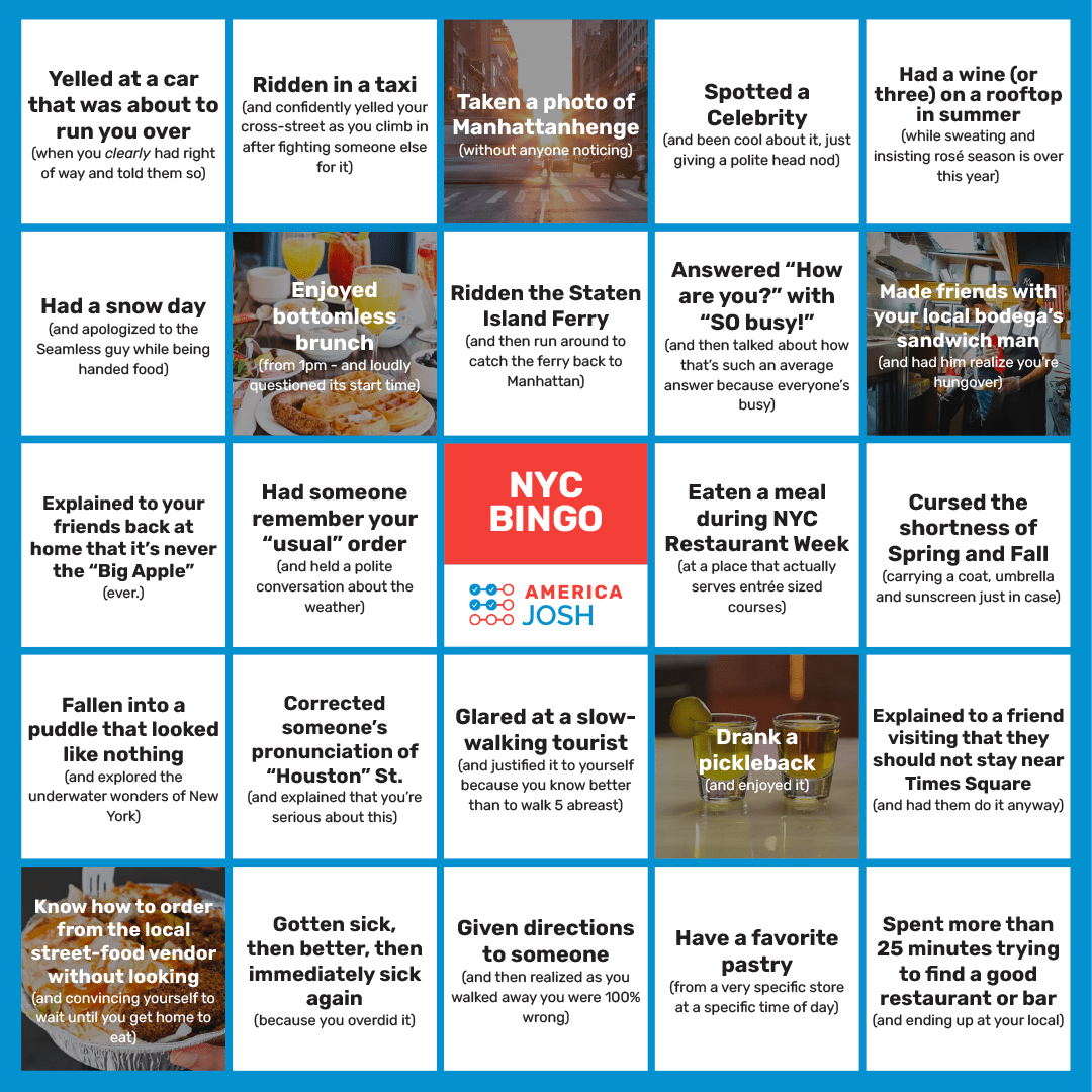 , New York City Bingo 2023 – How to know you’re a local