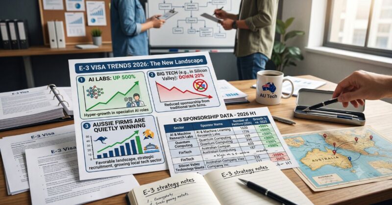 E-3 Visa Trends 2026: AI Labs Up 500%, Big Tech Down 20%, and Why Aussie Firms Are Quietly Winning