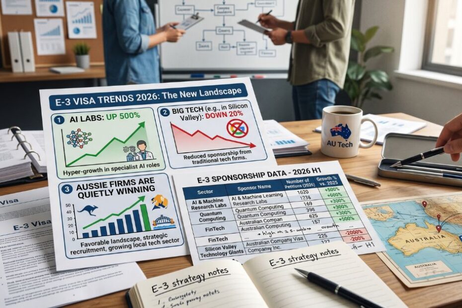 E-3 Visa Trends 2026: AI Labs Up 500%, Big Tech Down 20%, and Why Aussie Firms Are Quietly Winning
